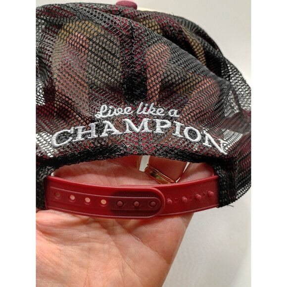 Vintage Nocona Boots Snapback Hat Embroidered Maroon Live Like A Champion - Picture 3 of 6